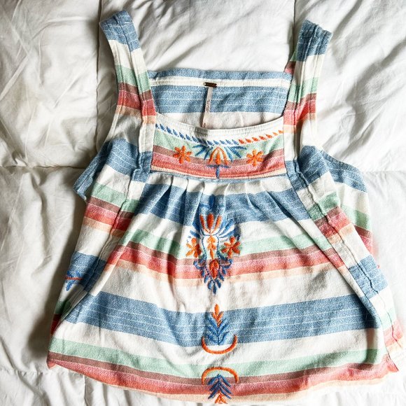 Free People Embroidered, Vintage style Striped Tank | New without tags | M - Picture 7 of 9